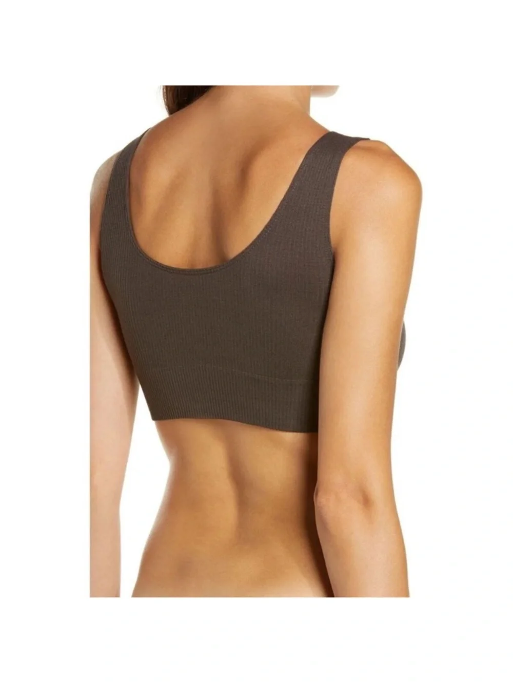 SKIMS Ribbed Scoop Bralette in Dark Brown - Picture 2 of 7